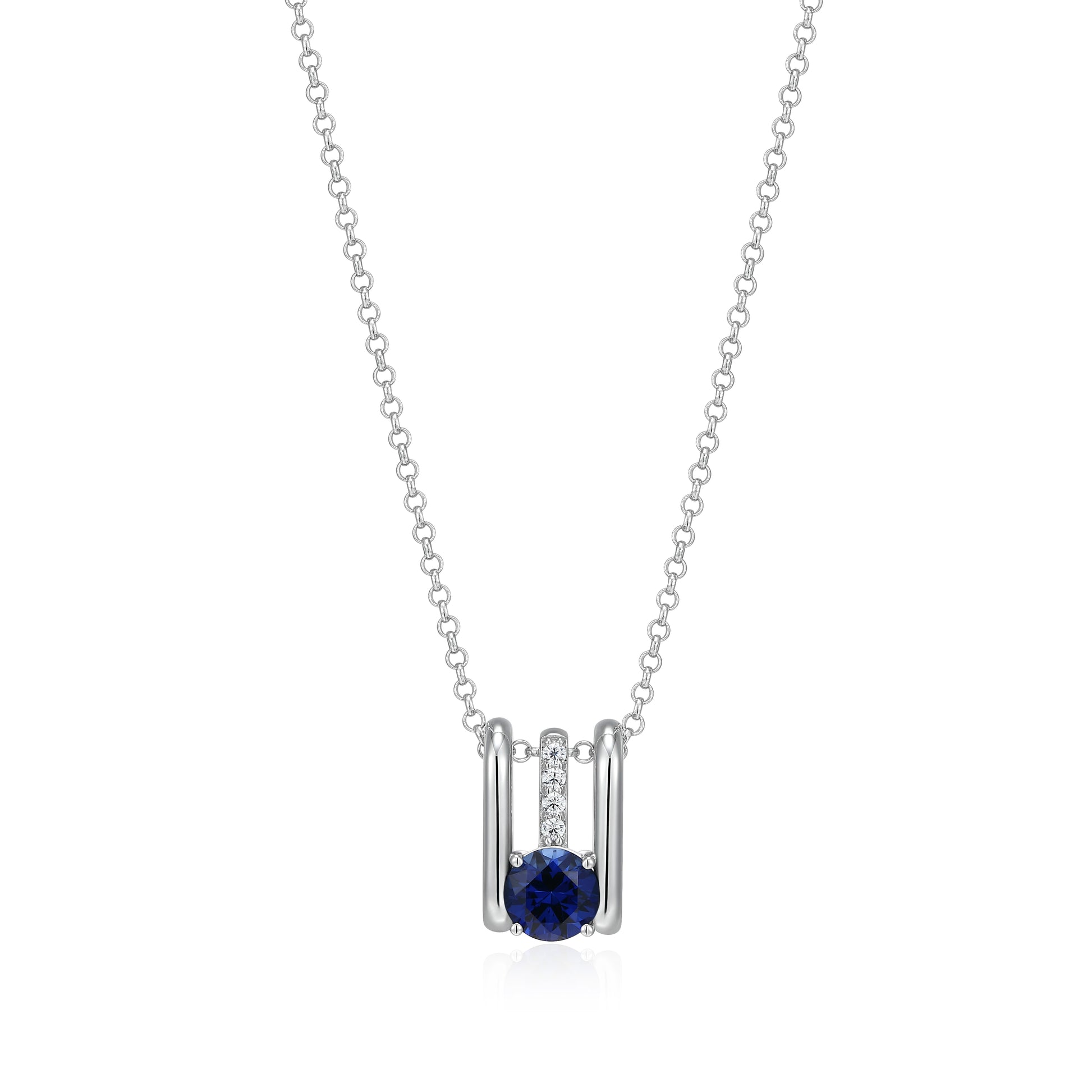 LN0293 - Created Blue Sapphire Spotlight Necklace | elle