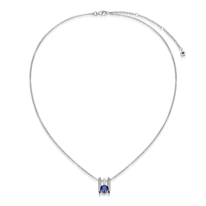 LN0293 - Created Blue Sapphire Spotlight Necklace | elle