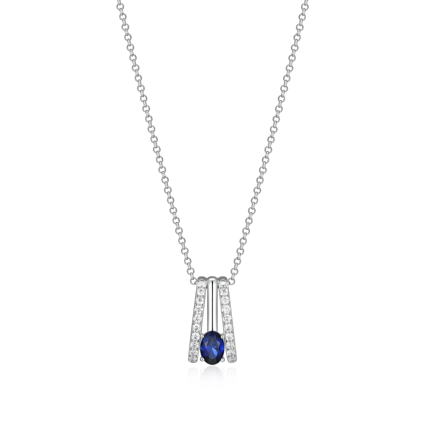 LN0294 - Created Blue Sapphire Radiance Pavé Necklace | elle
