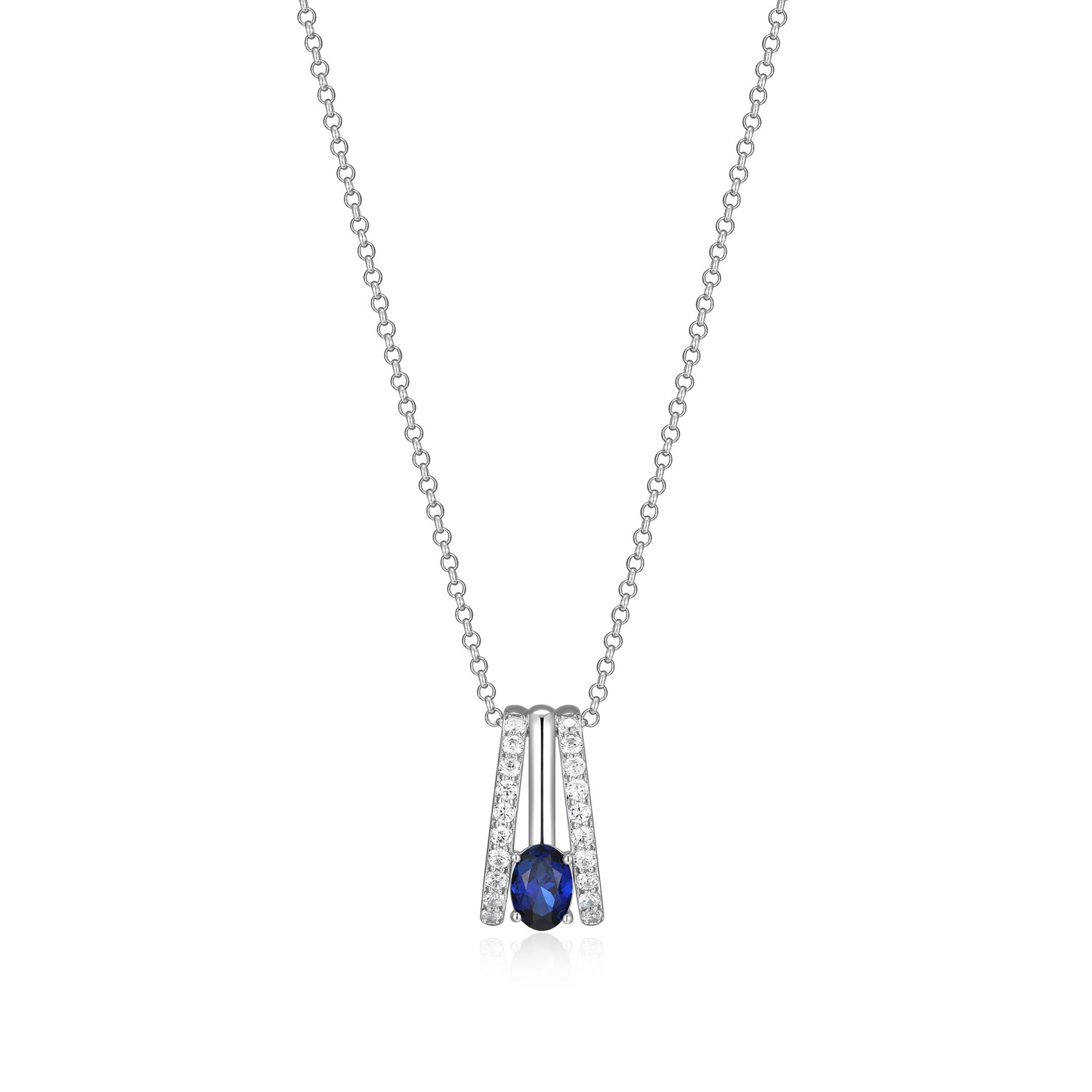 LN0294 - Created Blue Sapphire Radiance Pavé Necklace | elle