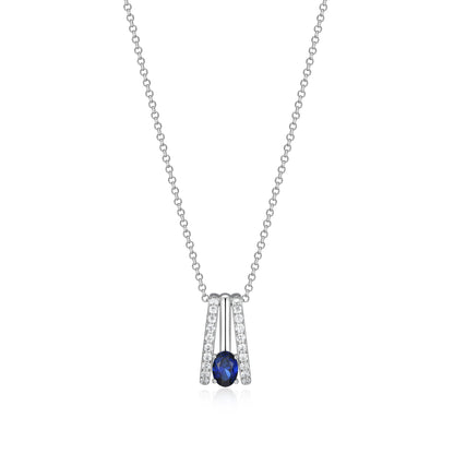 LN0294 - Created Blue Sapphire Radiance Pavé Necklace | elle