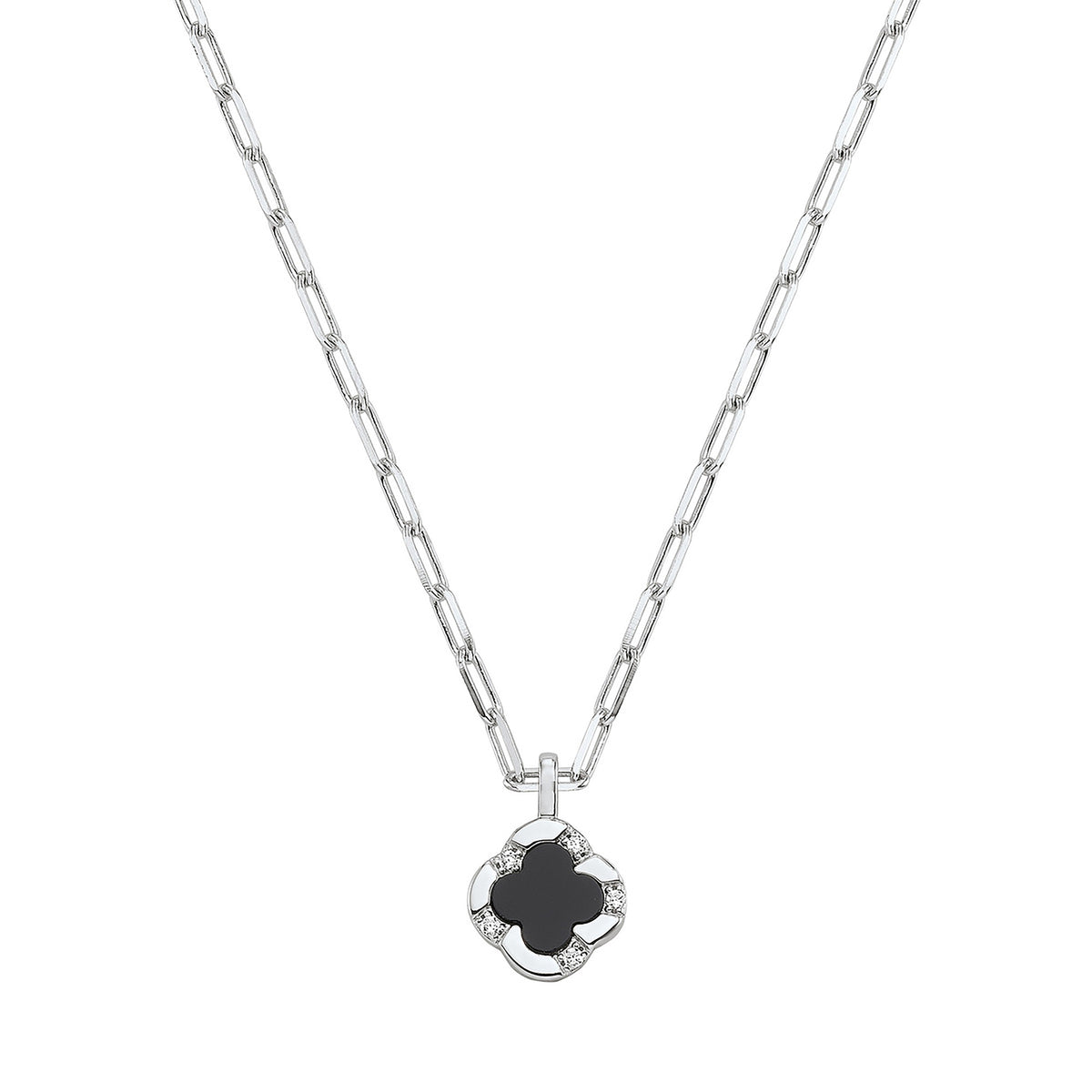 CN0197 - Black Onyx Clover Pendant Necklace | Charles Garnier 