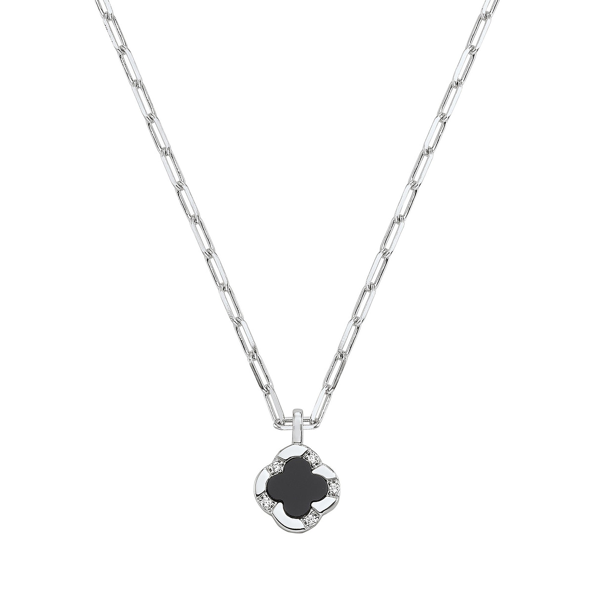 CN0197 - Black Onyx Clover Pendant Necklace | charles garnier