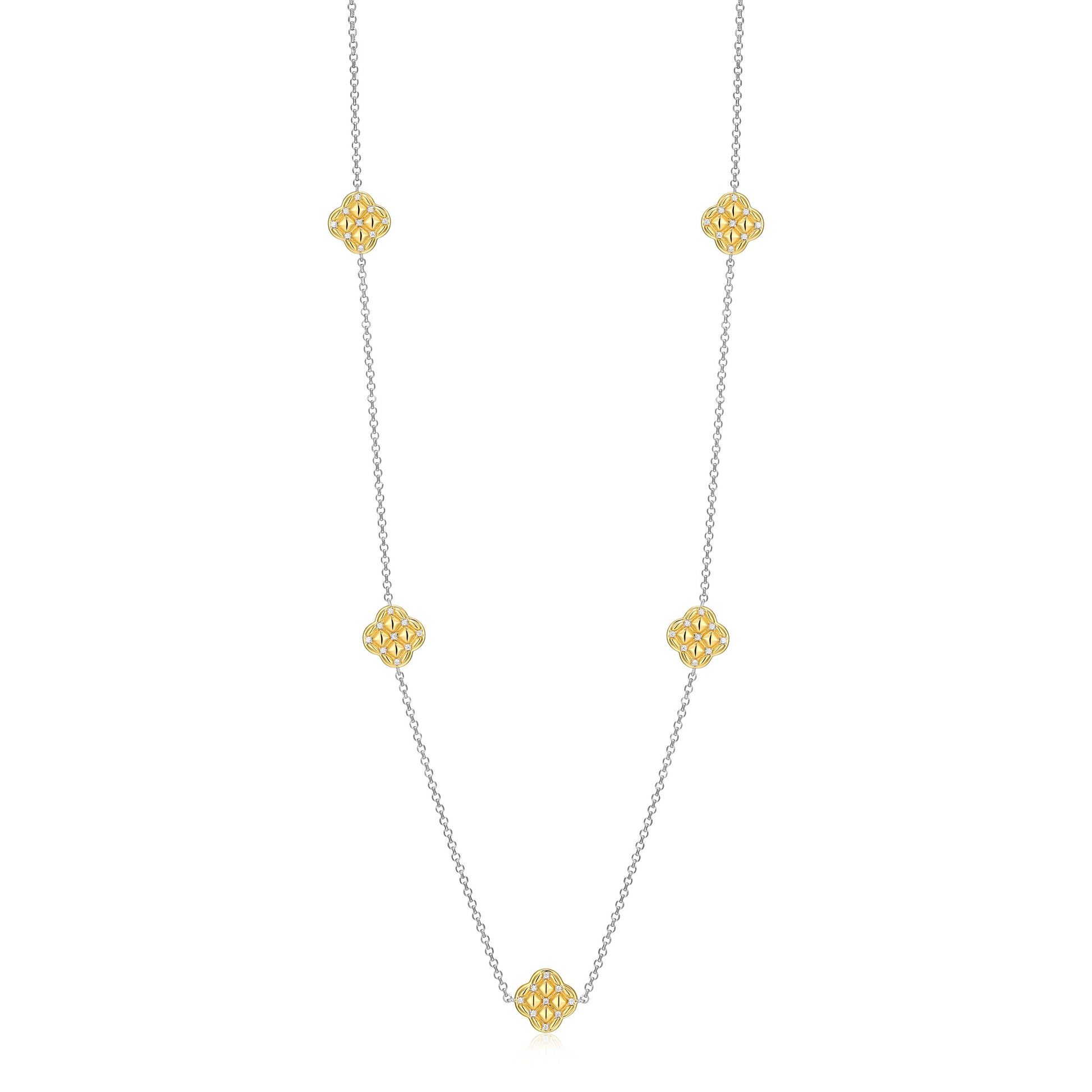 CN0220 - Quilted Clover Station Long Necklace | Paris 1901