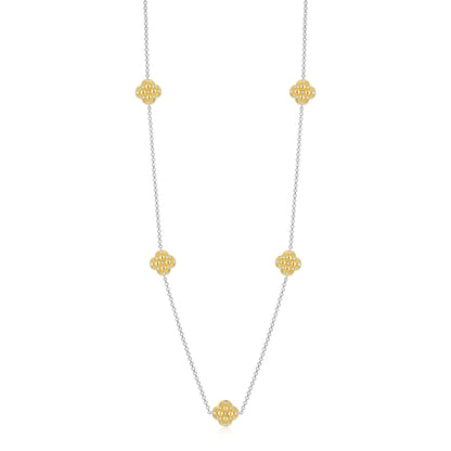 CN0220 - Quilted Clover Station Long Necklace | Paris 1901