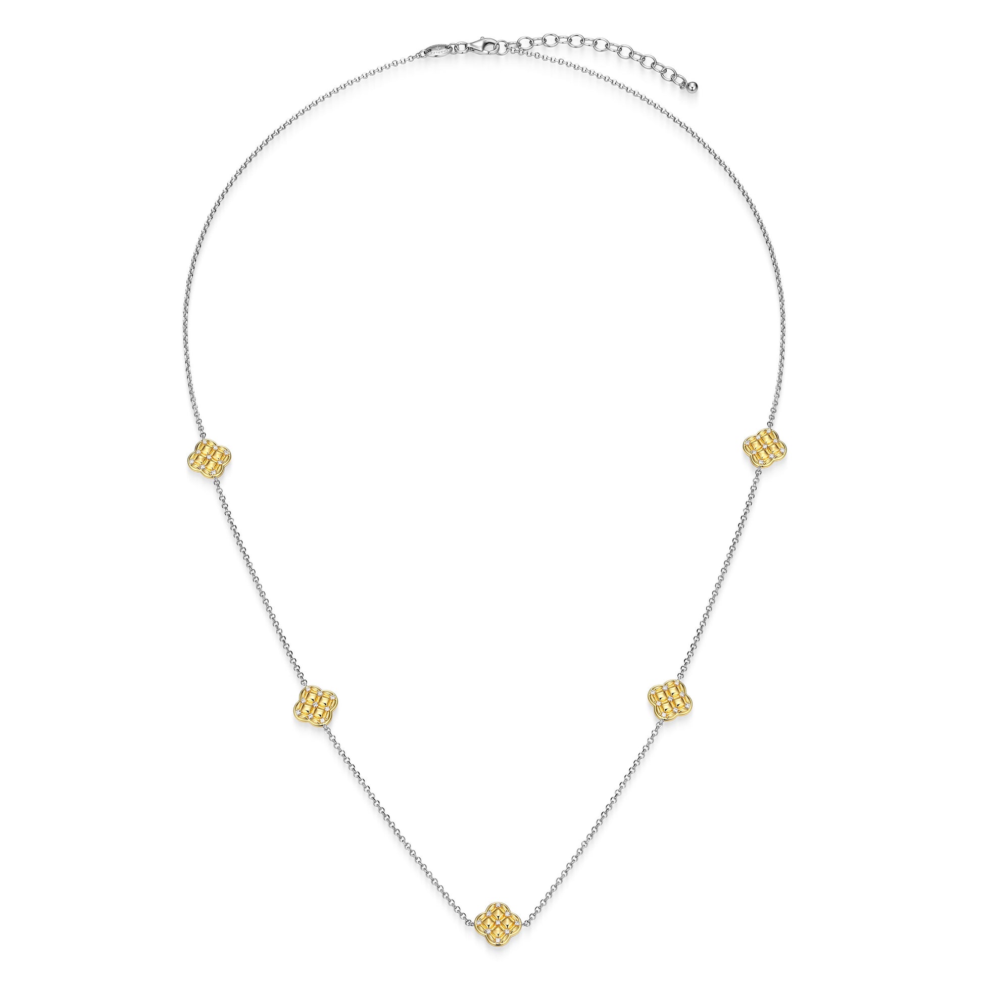 CN0220 - Quilted Clover Station Long Necklace | Paris 1901