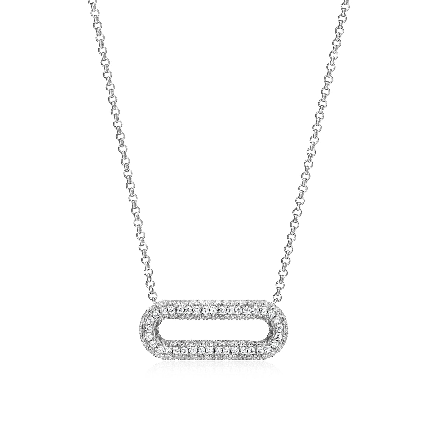 CN0222 - Reversible Pavé-Quilted Paperclip Hoop Necklace | Paris 1901