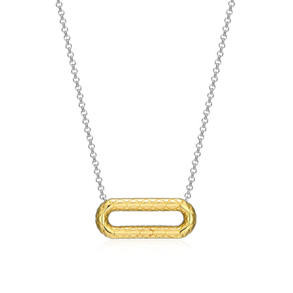 CN0222 - Reversible Pavé-Quilted Paperclip Hoop Necklace | Paris 1901