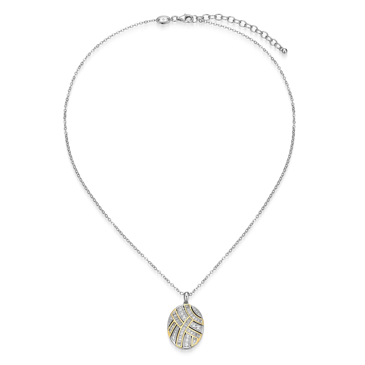 CN0225 - Two-Tone Baguette Oval Pendant Necklace | Paris 1901