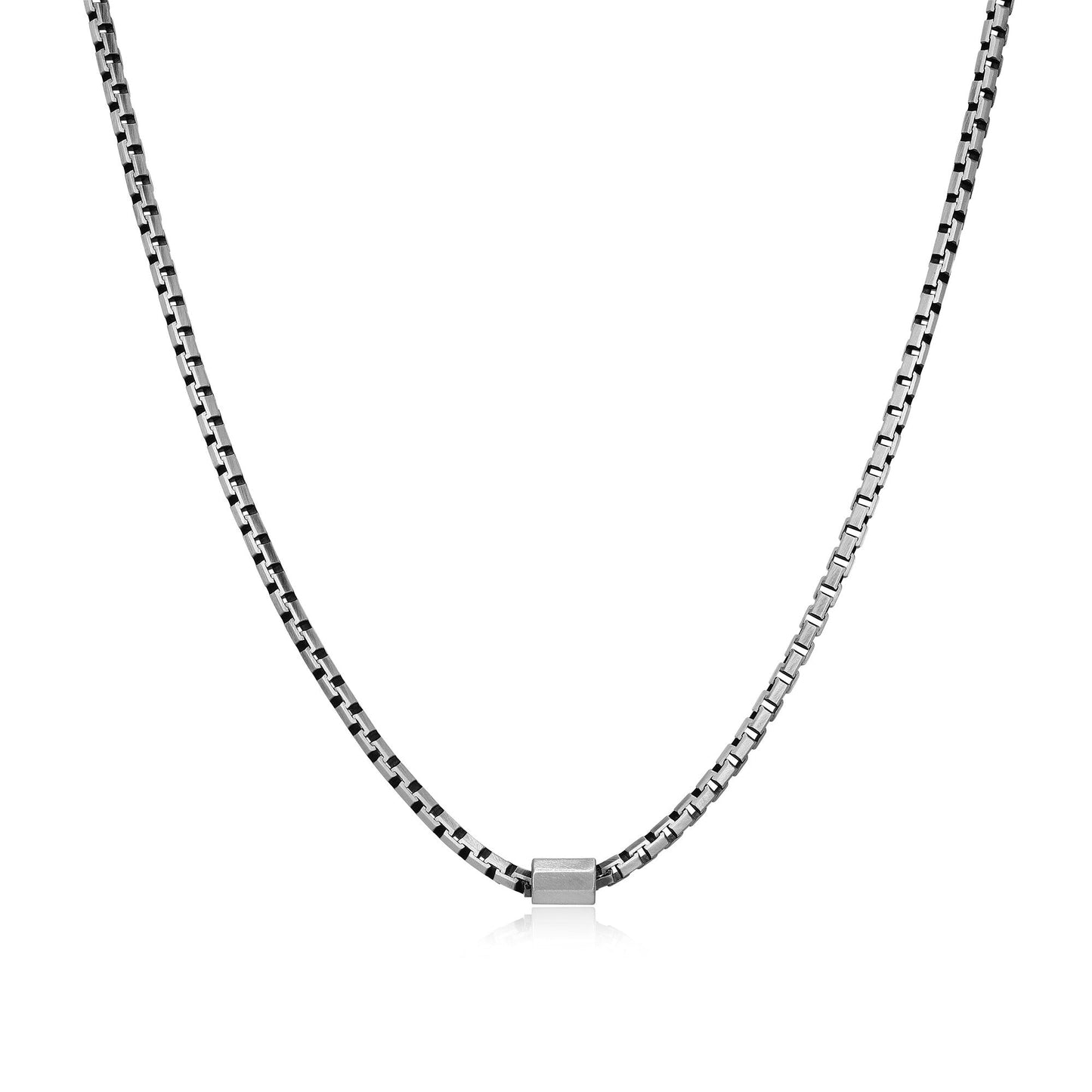 Italian Chain Brushed Gunmetal Box Chain Necklace - 18" - UN27 | ethos