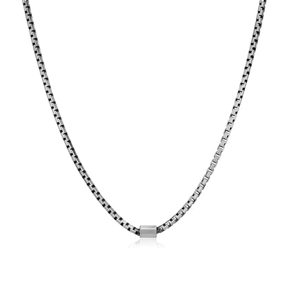Italian Chain Brushed Gunmetal Box Chain Necklace - 18" - UN27 | ethos