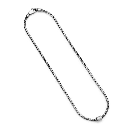 Italian Chain Brushed Gunmetal Box Chain Necklace - 18" - UN27 | ethos