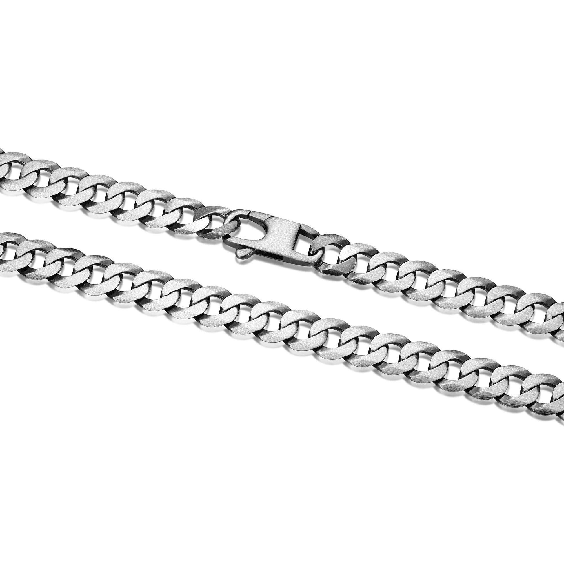 Italian Chain Brushed Gunmetal Curb Chain Necklace - 20" - UN28 | ethos