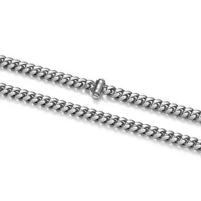 Italian Chain Rhodium Plated Oval Curb Necklace with Push Lock - 22" - UN32 | ethos