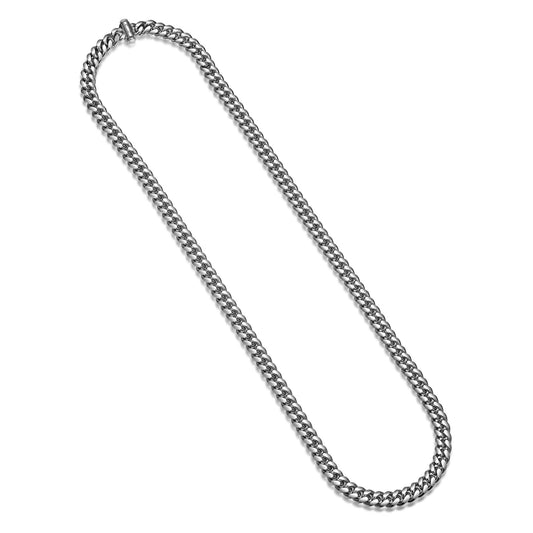 Italian Oval Curb Chain Necklace Rhodium-Plated Sterling Silver - 24" | ethos