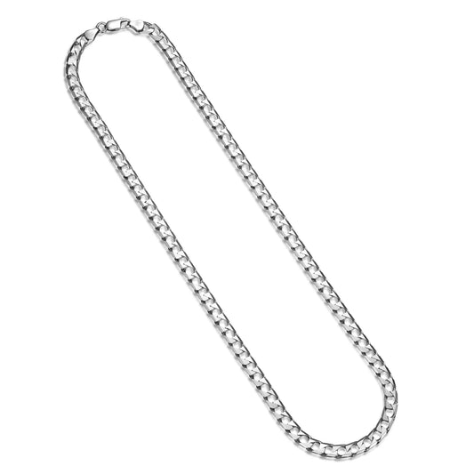 Italian Chain Rhodium Plated Square Curb Chain Necklace - 20" - UN3420 | ethos