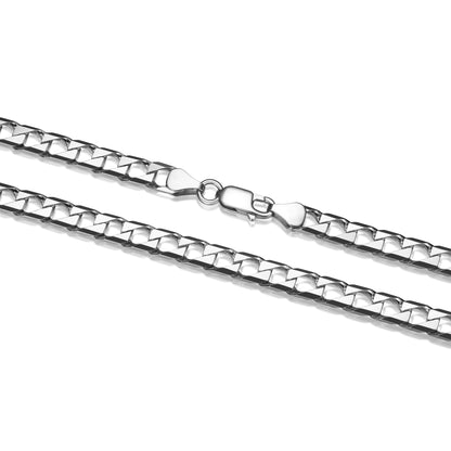 Italian Chain Rhodium Plated Square Curb Necklace - 22" - UN34 | ethos