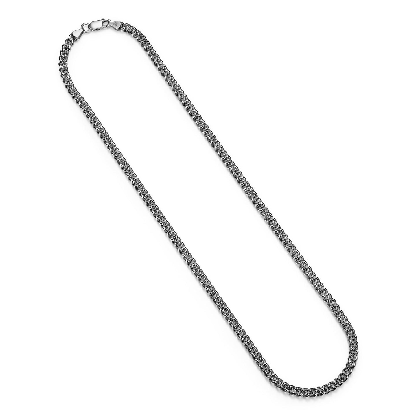 Italian Chain Rhodium Plated Curb Necklace - 22" - UN36 | ethos