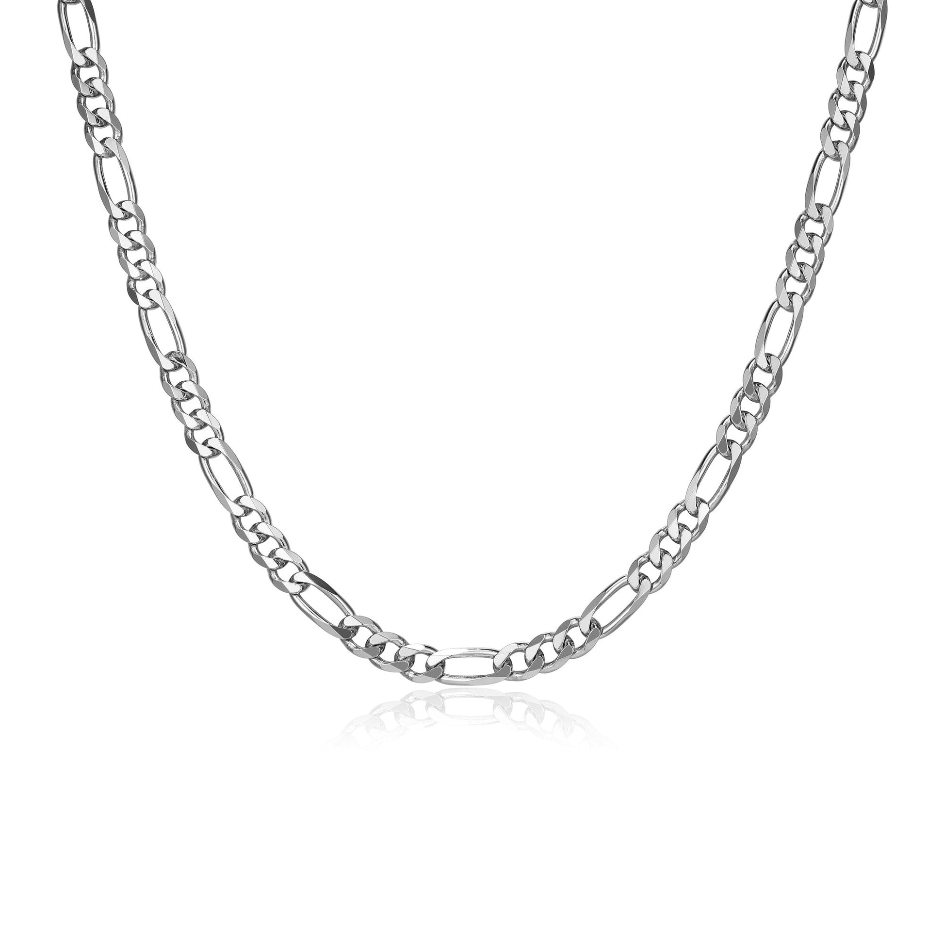 Italian Chain Rhodium Plated Figaro 3+1 Necklace - 20" - UN37 | ethos