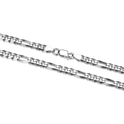 Italian Chain Rhodium Plated Figaro 3+1 Necklace - 20" - UN37 | ethos
