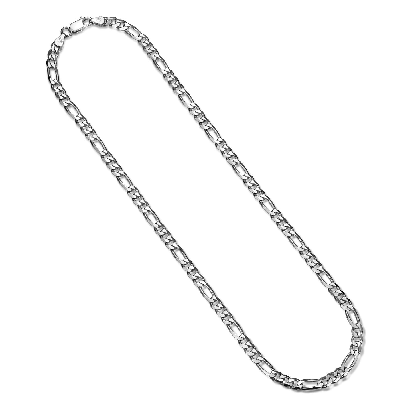 Italian Chain Rhodium Plated Figaro 3+1 Necklace - 20" - UN37 | ethos