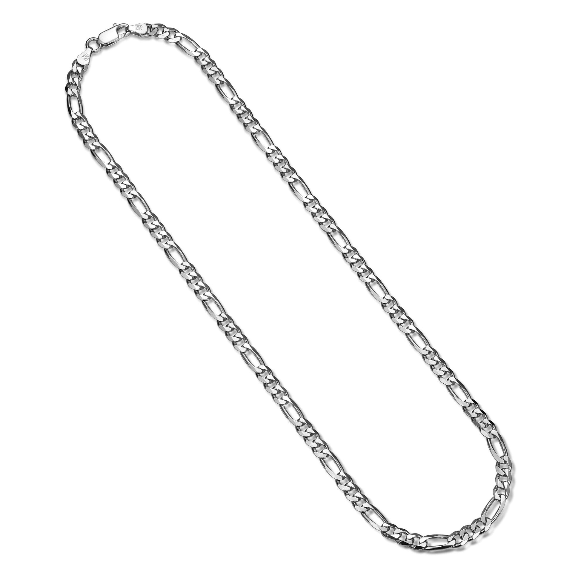 Italian Chain Rhodium Plated Figaro 3+1 Necklace - 20" - UN37 | ethos