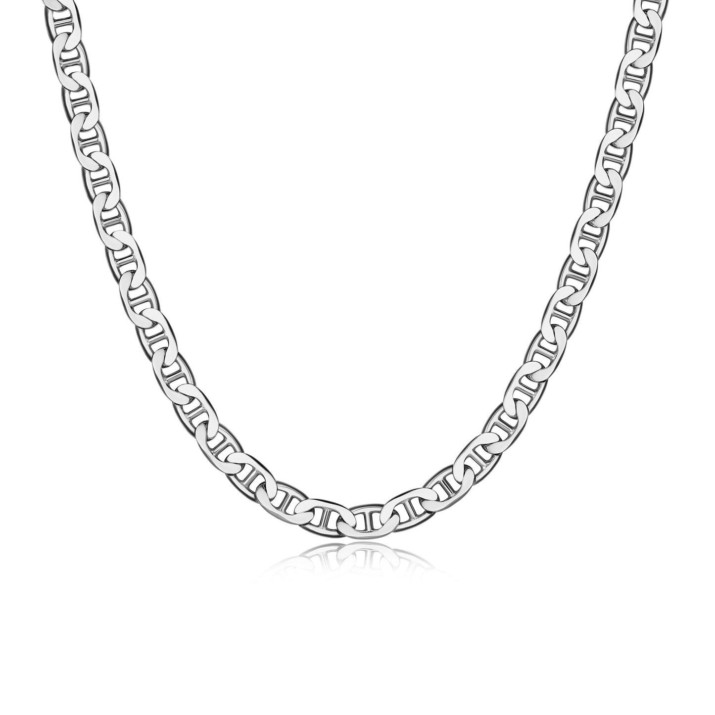 Italian Chain Rhodium Plated Marine Necklace - 22" - UN38 | ethos