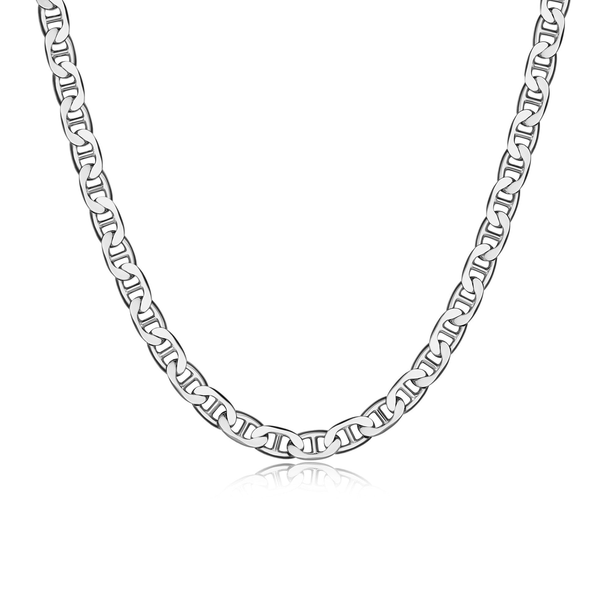 Italian Chain Rhodium Plated Marine Necklace - 22" - UN38 | ethos