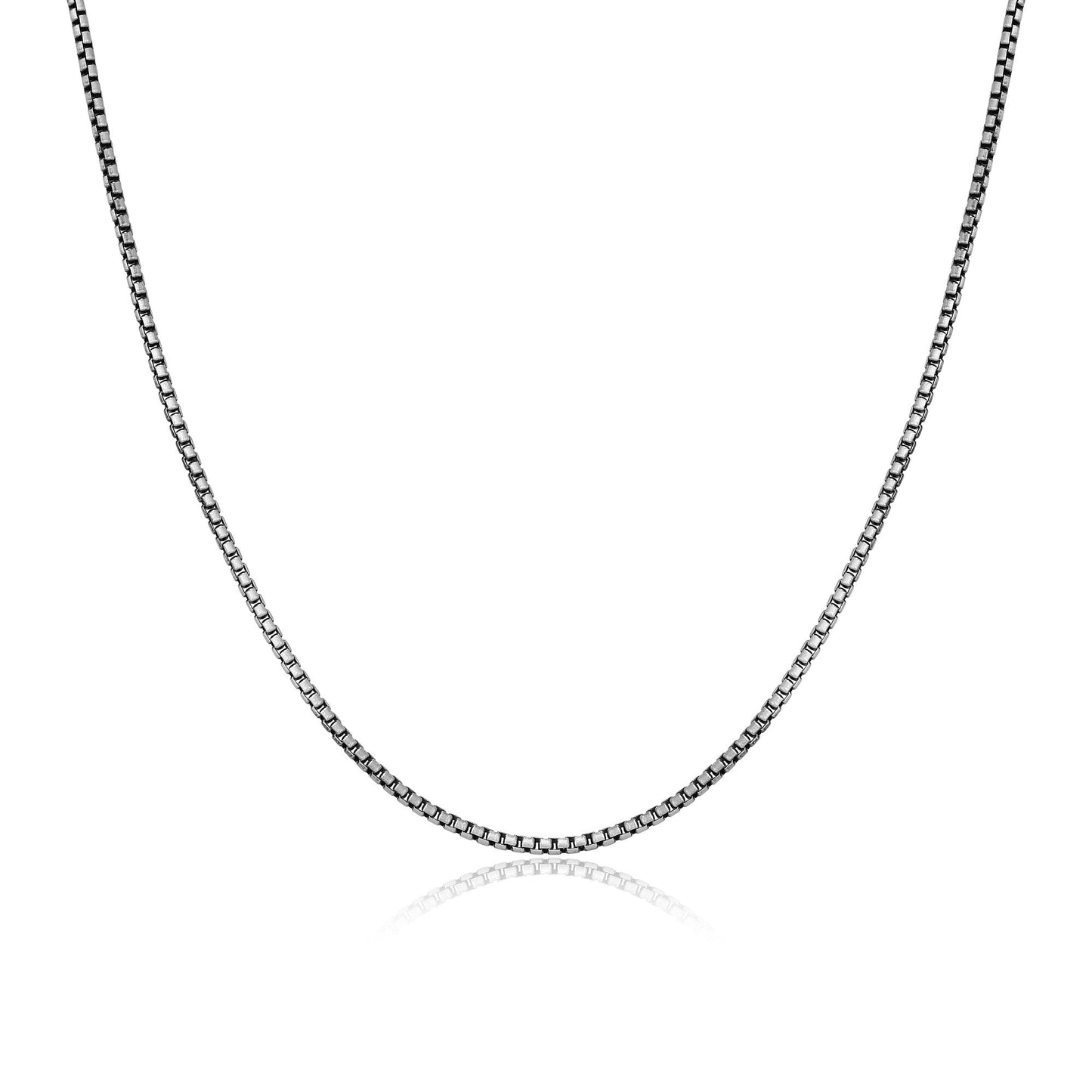 Italian Chain Brushed Gunmetal Round Box Chain Necklace - 20" - UN3920G | ethos