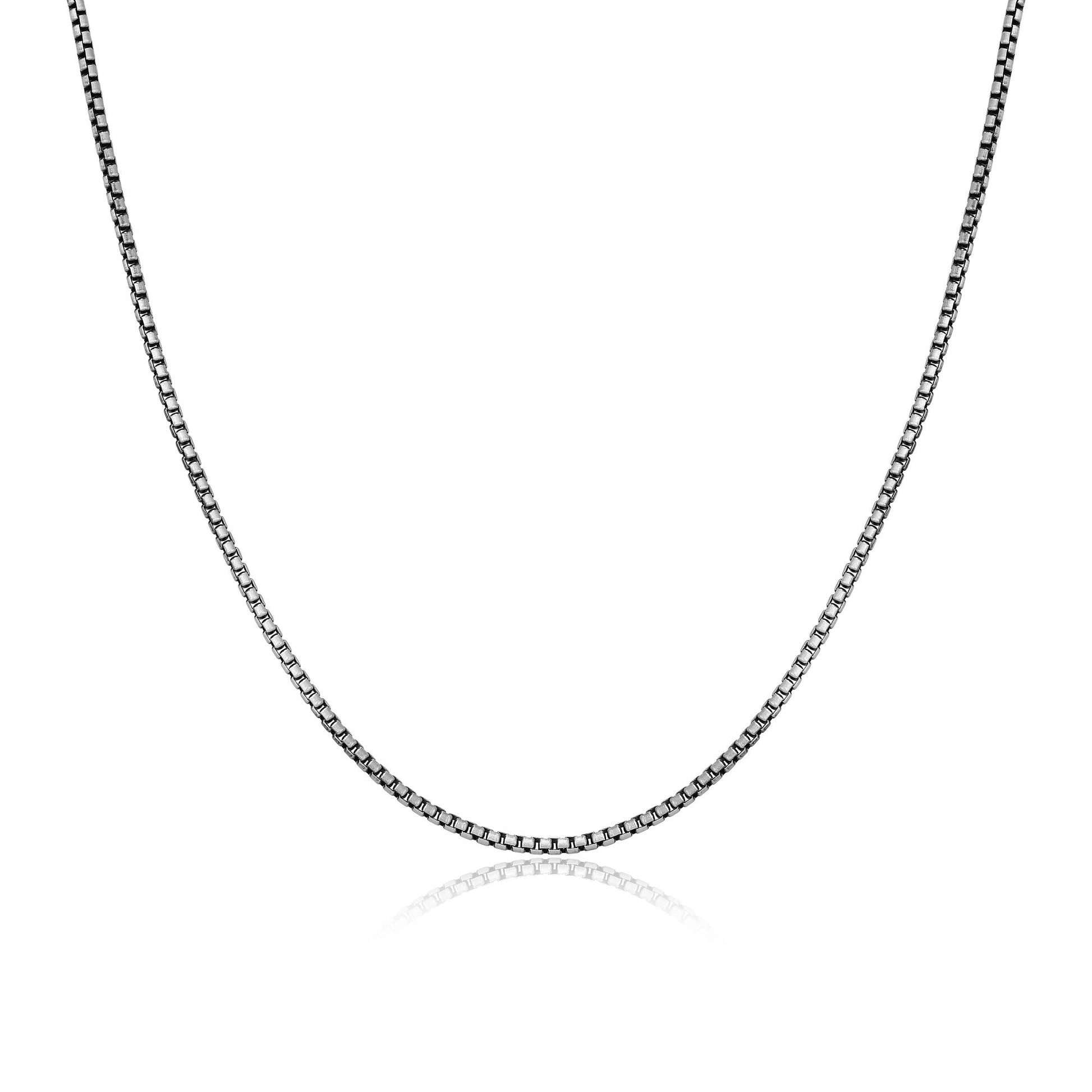 Italian Chain Brushed Gunmetal Round Box Chain Necklace - 20" - UN3920G | ethos