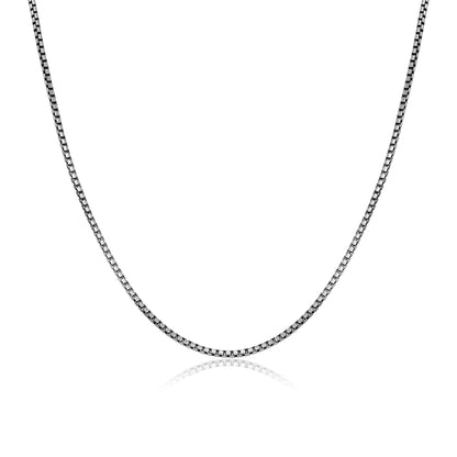 Italian Chain Brushed Gunmetal Round Box Chain Necklace - 20" - UN3920G | ethos