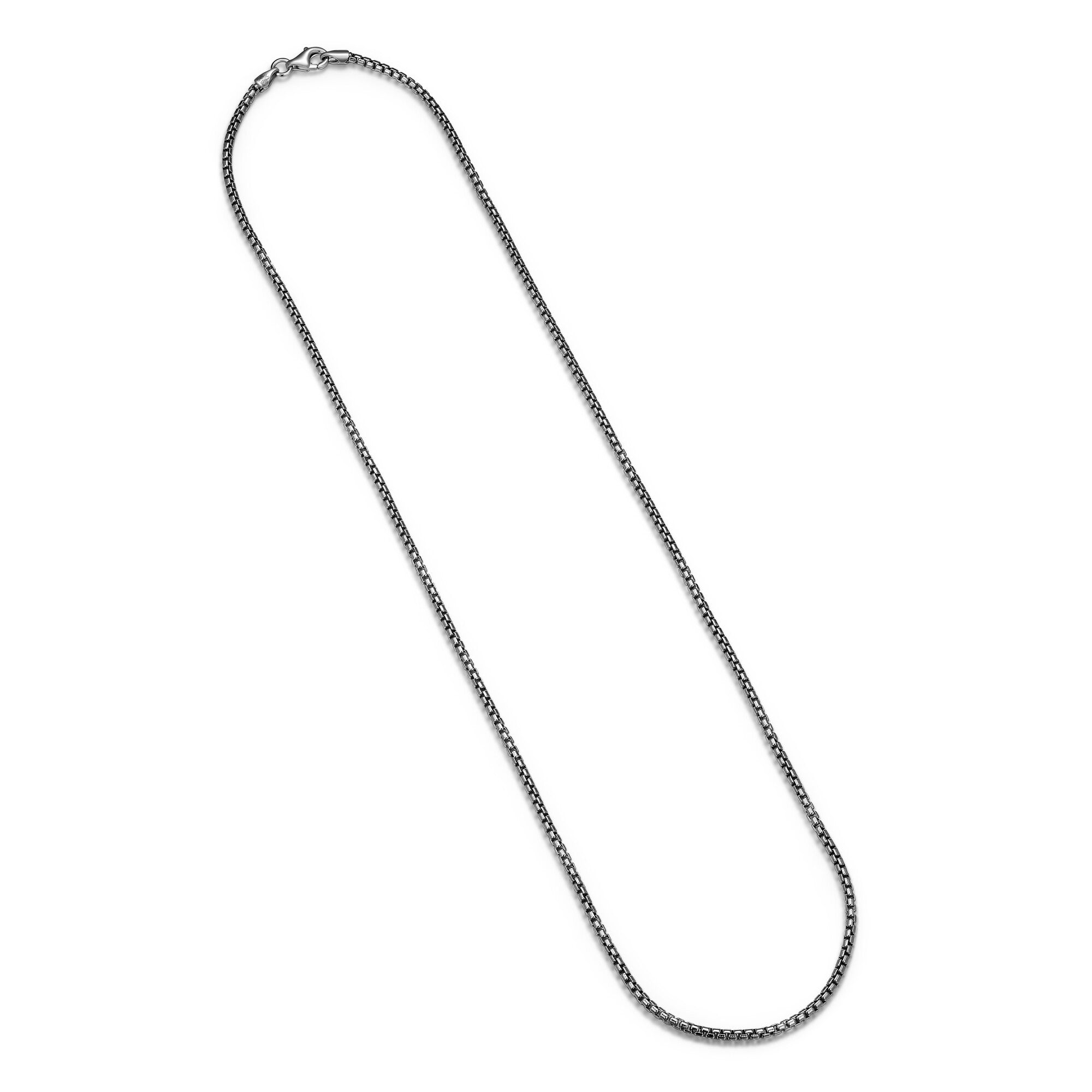 UN3920R - Italian Chain Rhodium Plated Round Box Chain Necklace - 20 ...