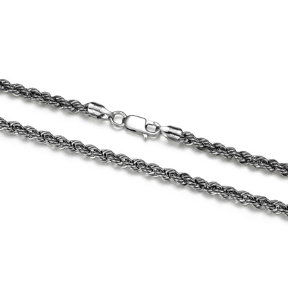 Italian Chain Rhodium Plated Silk Rope Necklace - 24" - UN40 | ethos