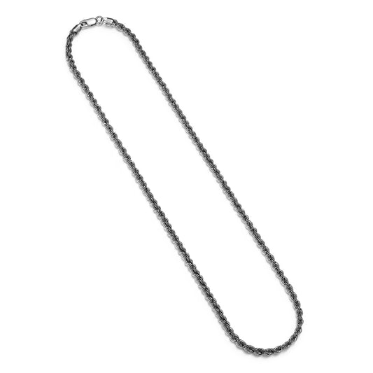 Italian Chain Rhodium Plated Silk Rope Necklace - 24" - UN40 | ethos