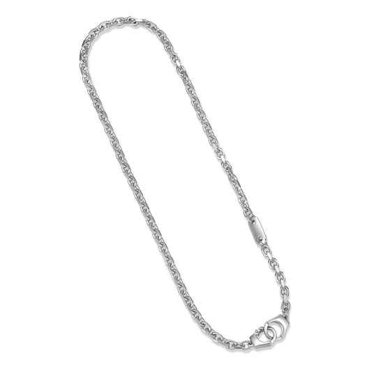 Italian Chain Rhodium Plated Cable Chain Necklace with Handcuff Clasp - 18" - UN41 | ethos