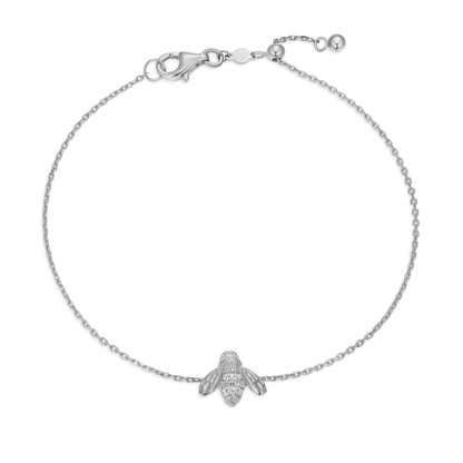 Honey Bee Bolo Bracelet in Rhodium-Plated Sterling Silver | M by Monte Luna