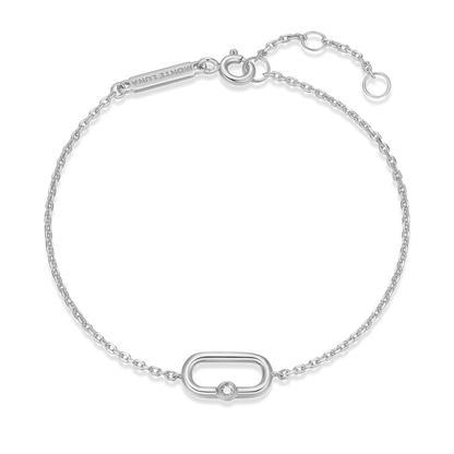 Mini Paperclip Pendant & Lab-Created Diamond Accent Bracelet in Rhodium-Plated Sterling Silver | M by Monte Luna