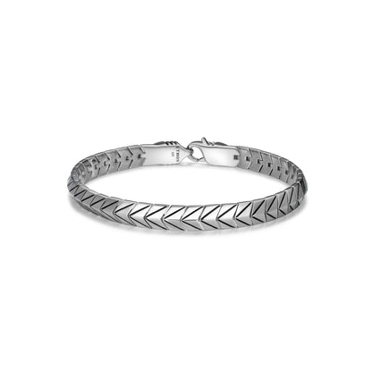 Chevron Rhodium Plated Sterling Silver Arrowhead Link Bracelet - UB08 | ethos