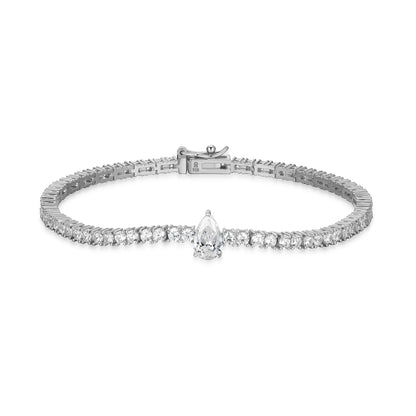 MB0151W - Pear Solitaire Tennis Bracelet | Monte Luna