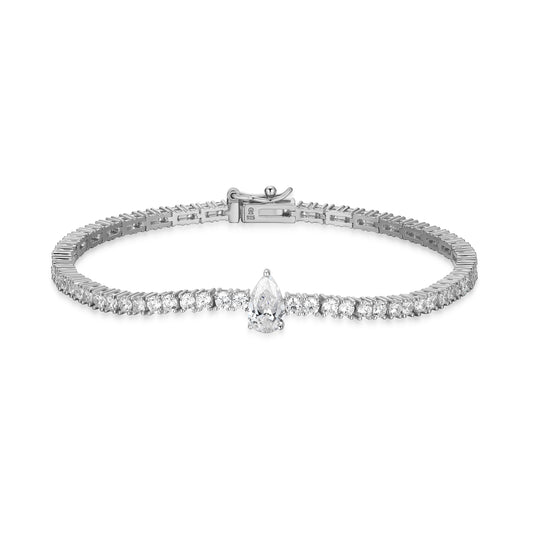 MB0151W - Pear Solitaire Tennis Bracelet | Monte Luna