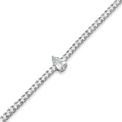 MB0151W - Pear Solitaire Tennis Bracelet | Monte Luna