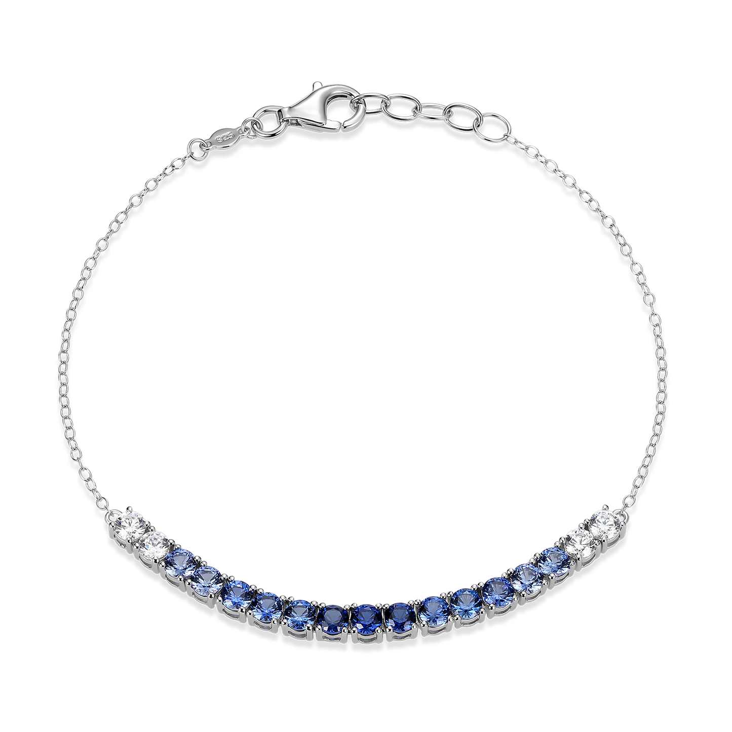 Ombre Line Lab-Created Sapphire & Diamond Bolo Bracelet in Rhodium-Plated Sterling Silver | M by Monte Luna