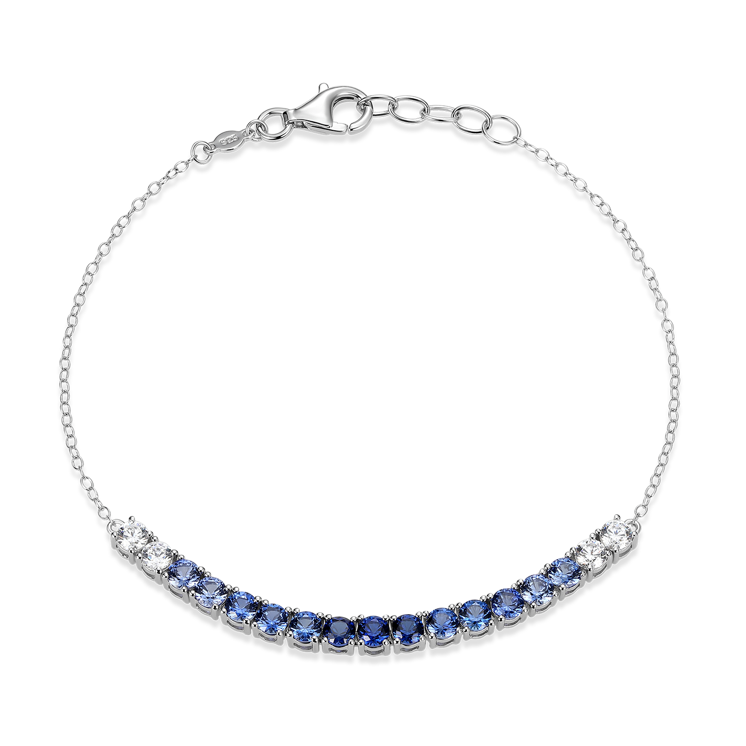Ombre Line Lab-Created Sapphire & Diamond Bolo Bracelet in Rhodium-Plated Sterling Silver | M by Monte Luna