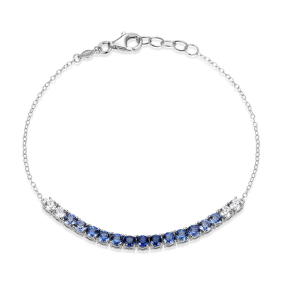 Ombre Line Lab-Created Sapphire & Diamond Bolo Bracelet in Rhodium-Plated Sterling Silver | M by Monte Luna