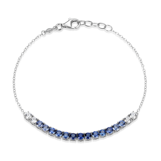 Ombre Line Lab-Created Sapphire & Diamond Bolo Bracelet in Rhodium-Plated Sterling Silver | M by Monte Luna