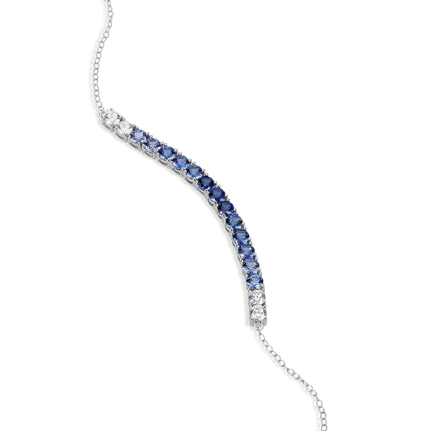 Ombre Line Lab-Created Sapphire & Diamond Bolo Bracelet in Rhodium-Plated Sterling Silver | M by Monte Luna