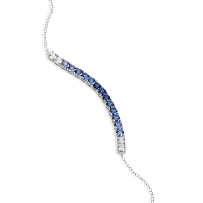 Ombre Line Lab-Created Sapphire & Diamond Bolo Bracelet in Rhodium-Plated Sterling Silver | M by Monte Luna
