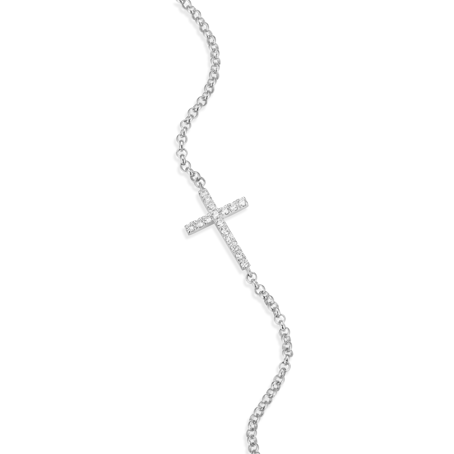 Cross Pendant Bolo Bracelet in Rhodium-Plated Sterling Silver | M by Monte Luna
