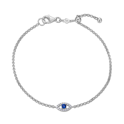 Evil Eye Bolo Bracelet in Rhodium-Plated Sterling Silver | M by Monte Luna
