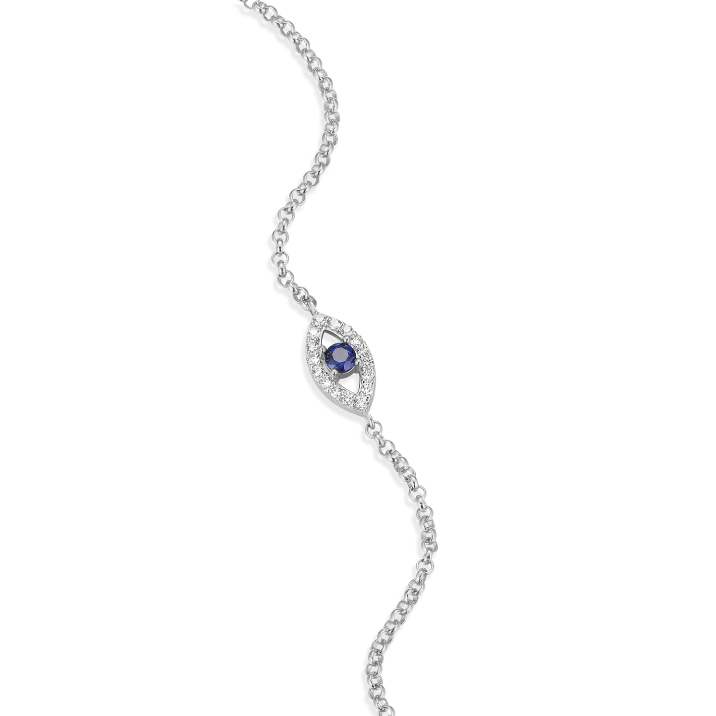 Evil Eye Bolo Bracelet in Rhodium-Plated Sterling Silver | M by Monte Luna